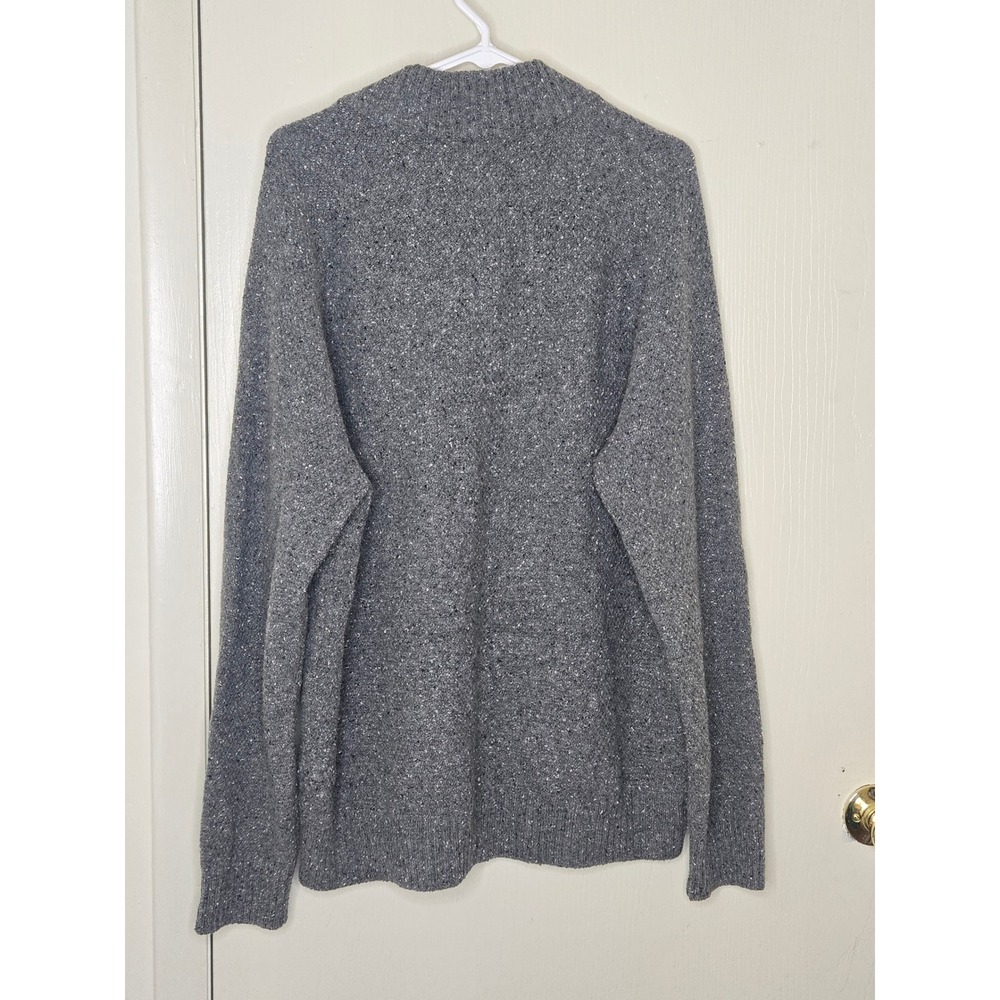 UNTUCKit Mens XL Grey Lambswool Blend Button Mock Neck Donegal Fleck Sweater - Picture 3 of 3